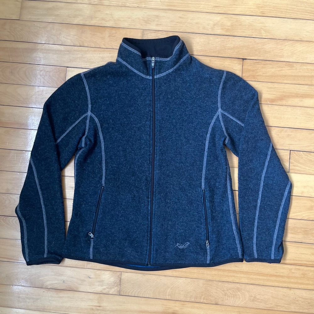 Kuhl Alska Full Zip Fleece Jacket Womens Medium Charcoal Gray Mock Neck Hiking